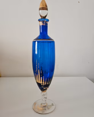 Bottiglia decorativa vintage blu cobalto