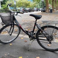 Bici città con cestino e portapacchi