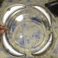 Vassoio piatto tondo vetro e argento 