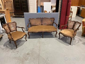 SEDIE E PANCA CON PAGLIA DI VIENNA