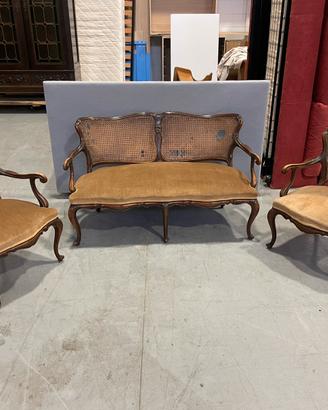 SEDIE E PANCA CON PAGLIA DI VIENNA