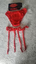 Completo intimo cotone rosso natalizio Roberta