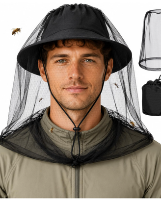 Set 2 Zanzariere da Testa per Cappello + Custodie