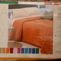 Copriletto Coperta Arancio Ciniglia Onda Blu