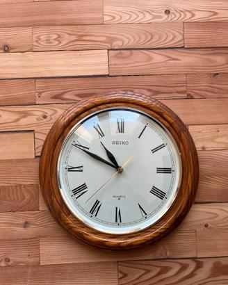 Orologio da parete Seiko con cornice in legno