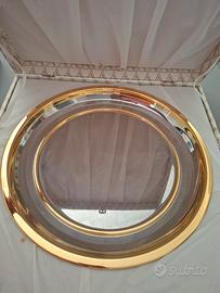 vassoio tondo Mepra acciaio 18/10 e oro 24 kt