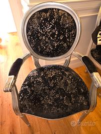 set 2 sedie sfoglia argento in velluto 