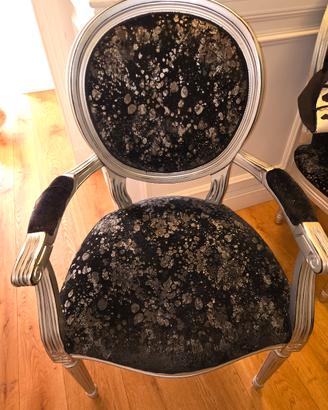 set 2 sedie sfoglia argento in velluto 