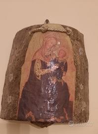 Quadretto sacro Madonna con Bambino su tegola