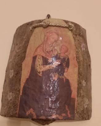 Quadretto sacro Madonna con Bambino su tegola