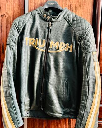 Giubbotto moto pelle Triumph Braddan Air Green L