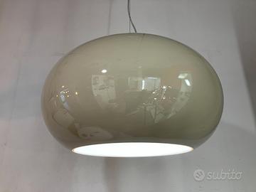 Lampadario vetro sfera D.55 tortora/bianco