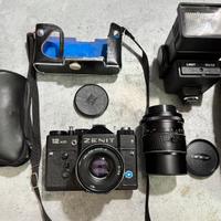 Zenit 12 XP Helios 44 M4 doppio obiettivo e flash