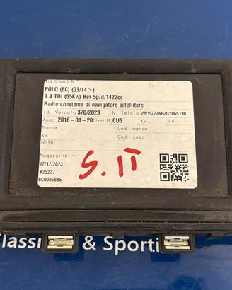 AUTORADIO VW POLO 2016 6C0919603B