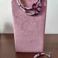 Set collana e bracciale in tessuto Chirimen 