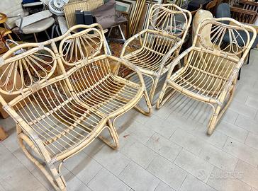 Set divano 2 posti e 2 poltrone in bambù