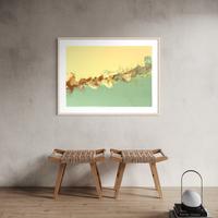 Tela astratta 50x70 - Beige, Verde Salvia e oro