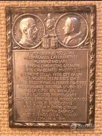 Rara Targhetta arg. dei Patti Lateranensi del 1929