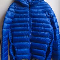 Piumino d'oca blu elettrico cappuccio tg M  70 cm