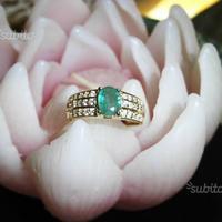 Anello argento 925 smeraldo colombiano