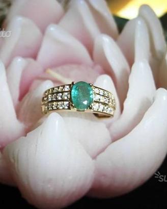 Anello argento 925 smeraldo colombiano