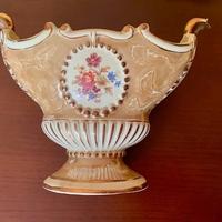 Vaso ovale ceramica antica beige oro