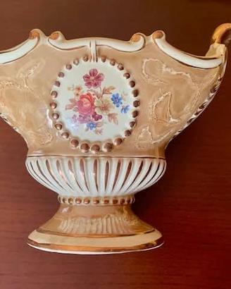 Vaso ovale ceramica antica beige oro