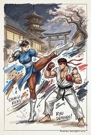 Poster Tributo Street Fighter II - Chun-Li & Ryu