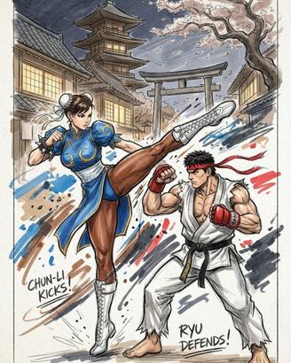Poster Tributo Street Fighter II - Chun-Li & Ryu