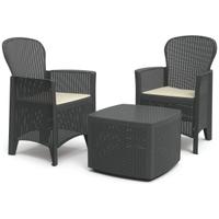 Set da Giardino 2 Poltrone e Tavolino Grigio