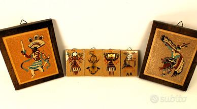 Opere artistiche con la sabbia colorata.