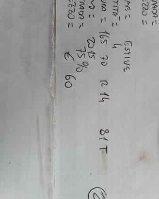 4 GOMME ESTIVE 165/70/14 81T