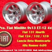 2 pz. cerchi Fiat Minilite 9x13 ET-12 124 Spider C