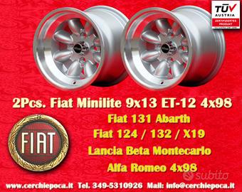 2 pz. cerchi Fiat Minilite 9x13 ET-12 124 Spider C