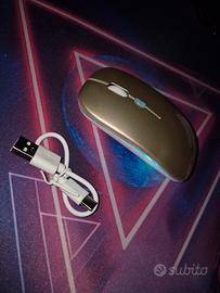 Mouse wireless RGB ergonomico ricaricabile Type-C 
