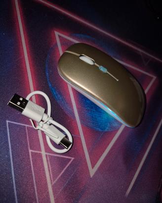 Mouse wireless RGB ergonomico ricaricabile Type-C 