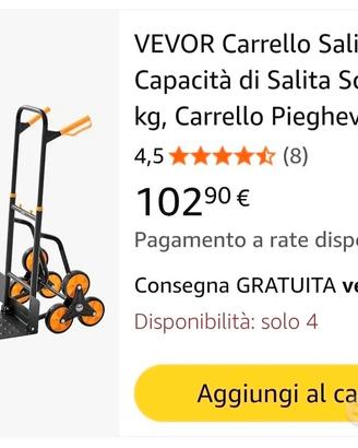 carrello per scale porta pacchi semi nuovo 200 kg