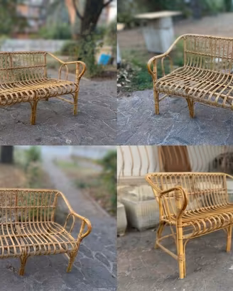 Panchina in vimini da giardino anni ‘70
