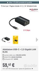 ADATTATORE DI RETE DELOCK 65990 DA RJ-45 A USB-C - Informatica In ...
