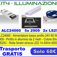 10 metri strip LED + 2 alimentatori + 5 profili