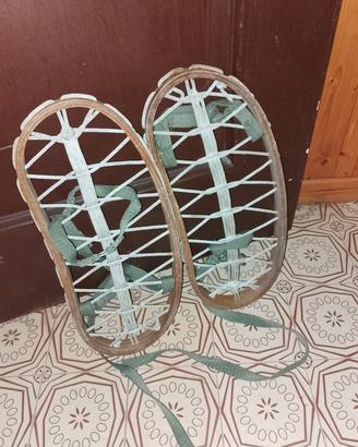 Coppia racchette da neve vintage in legno – ottime