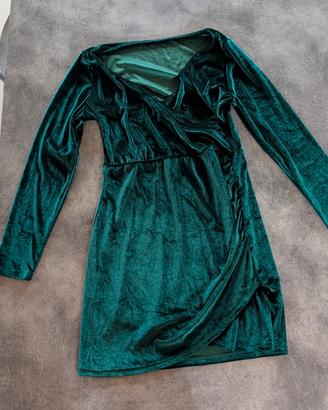 Abito elegante in velluto verde