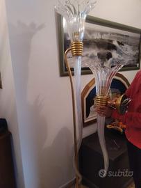 Piantana a applique alogene in vetro di Murano