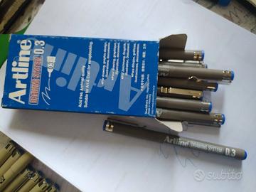 LOTTO 8 PZ ARTLINE DRAWING PEN DA DISEGNO BLU 0.3