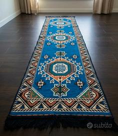 Elegante Tappeto Runner Kilim 100% Cotone 60cmx240