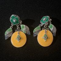 Orecchini a Clip con Smalti Gialli e Verdi