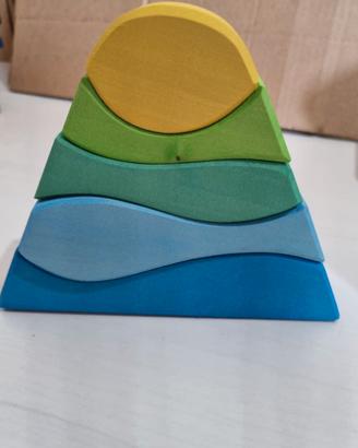 Puzzle Montagna e Sole in legno (5 pezzi)