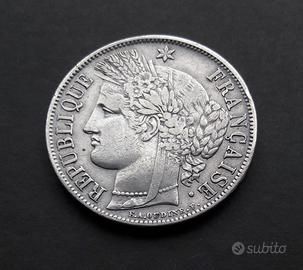 ARGENTO scudone FRANCIA 5 franchi 1851A