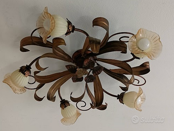 Plafoniera Lampadario Floreale 5 Luci