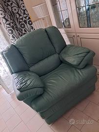 poltrona verde vera pelle anche basculante
